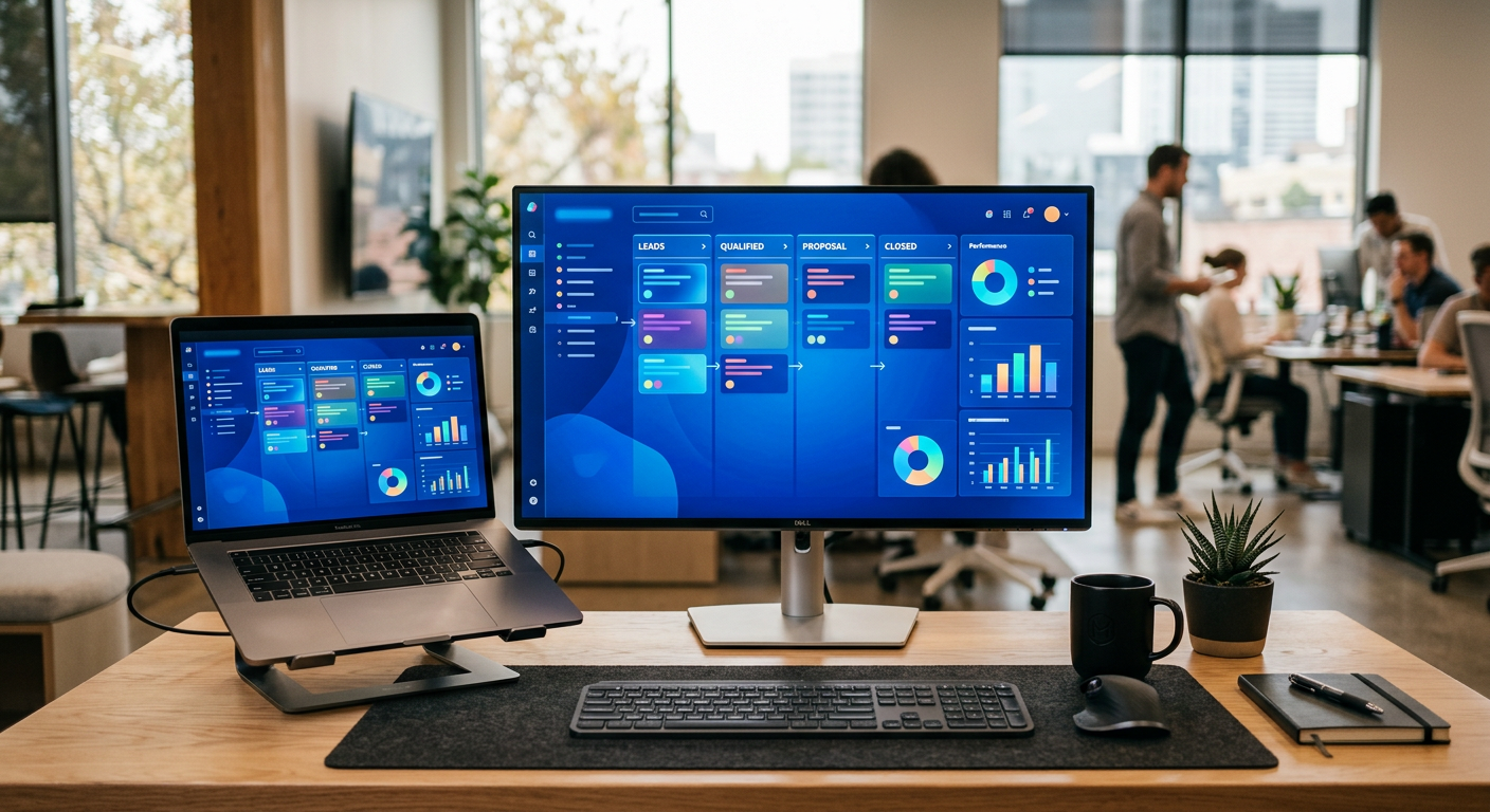 CRM-System auf dem Monitor